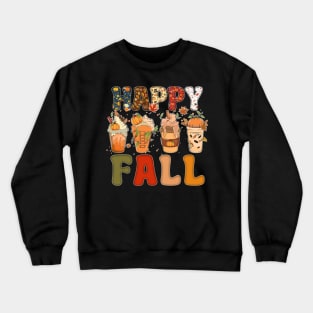 Happy Fall Y'all Autumn Halloween Pumpkin Spice Latte Crewneck Sweatshirt